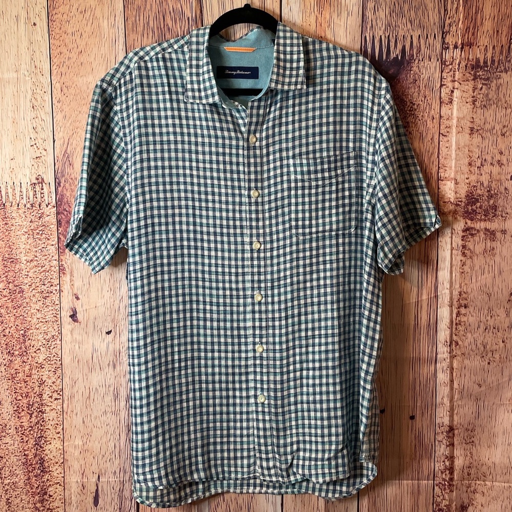 Tommy Bahama Short Sleeve Button Down 100% Linen Shirt, Large